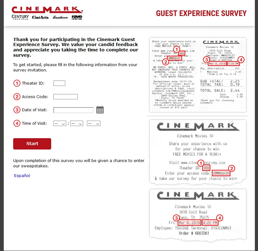 Cinemark Guest Experience Survey  